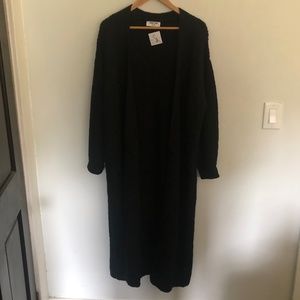MAXI CARDIGAN by DOUBLE ZERO - SIZE LARGE NWT BLACK